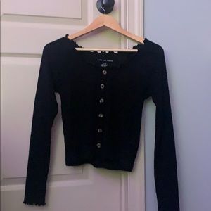 american eagle off the shoulder lettuce trim top